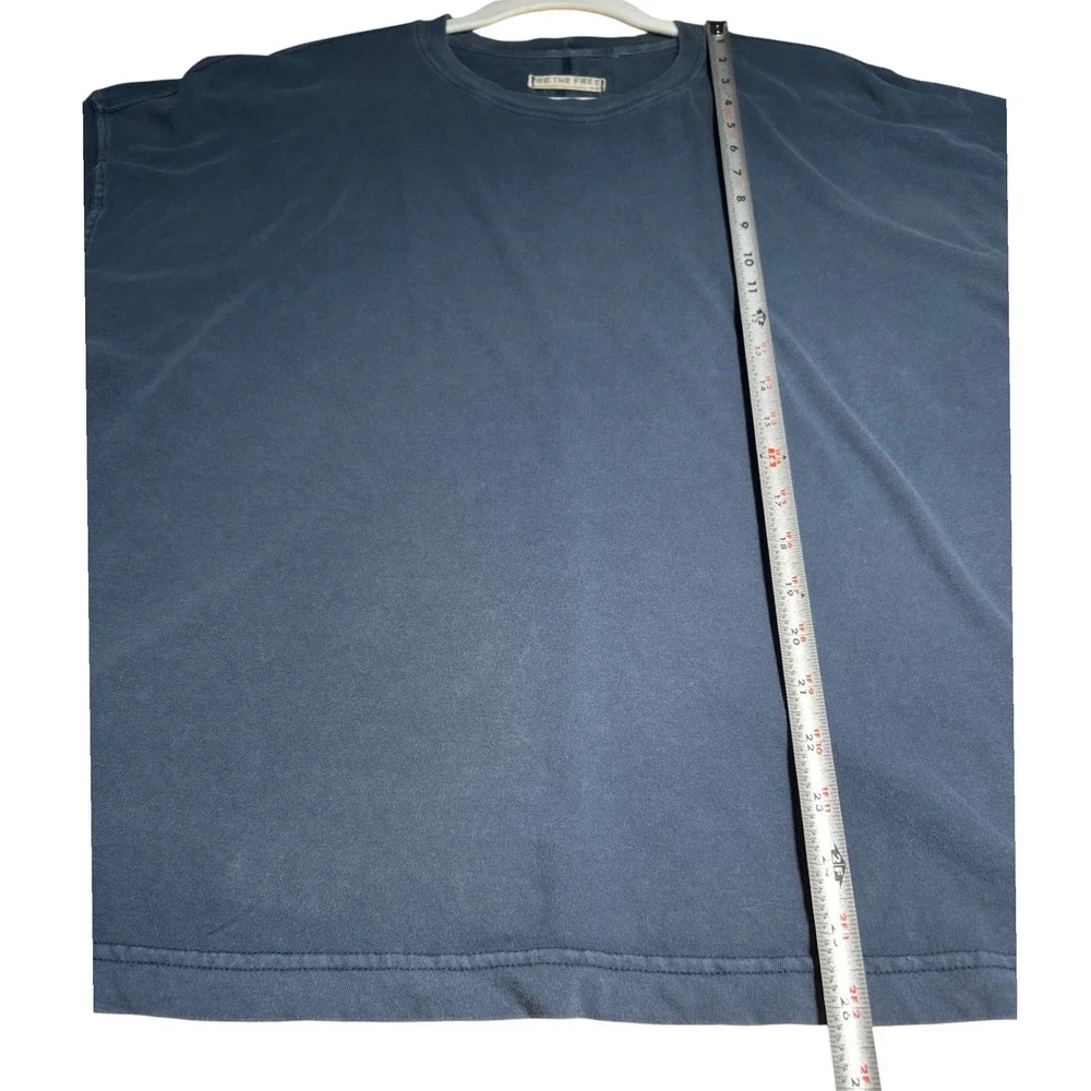 Free People We The Free Oversized Crew Neck Seam Detail T-Shirt Blue Size M